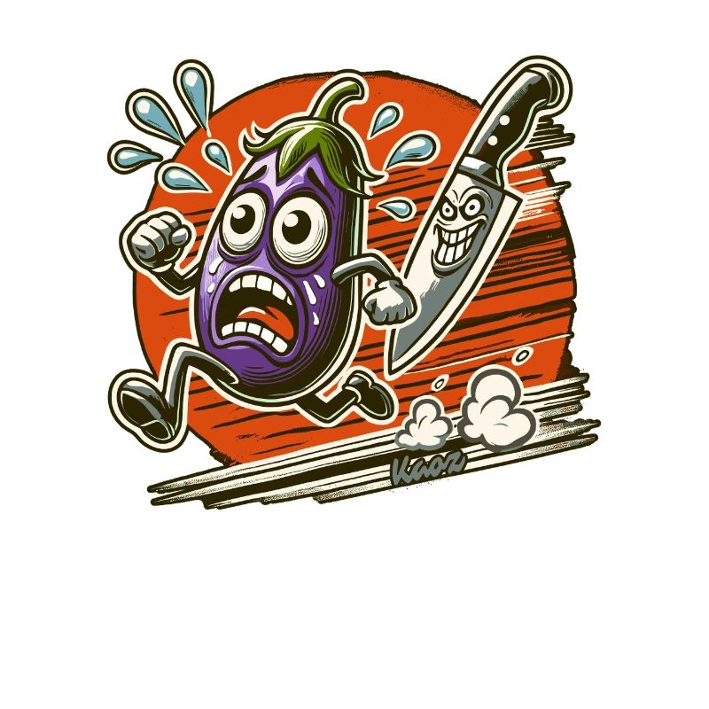 Aubergine à la volée du couteau du chef
