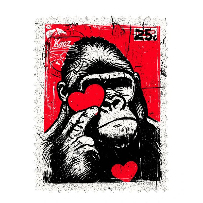 Gorilla with Heart – Love as a Postage Stamp
