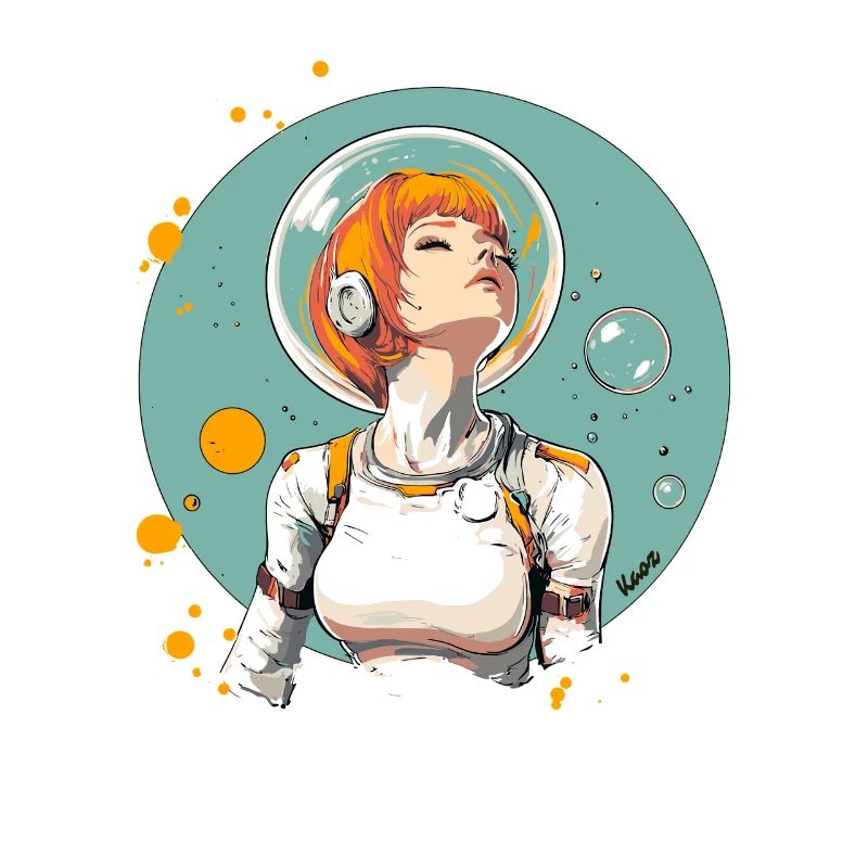 Astronaute aux cheveux roux dans l’espace