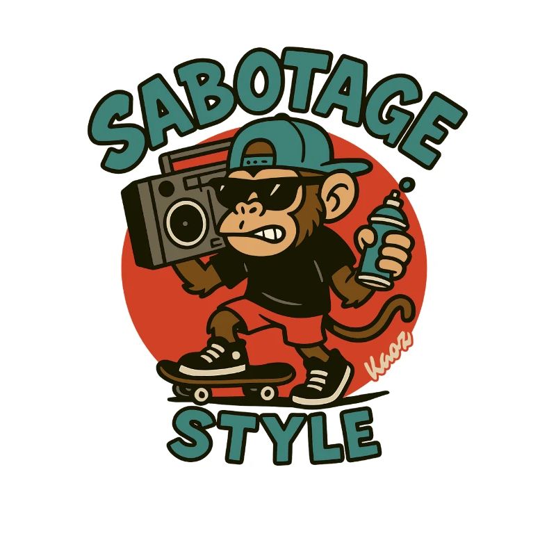 Cool Monkey avec style de planche à roulettes et de bombe aérosol