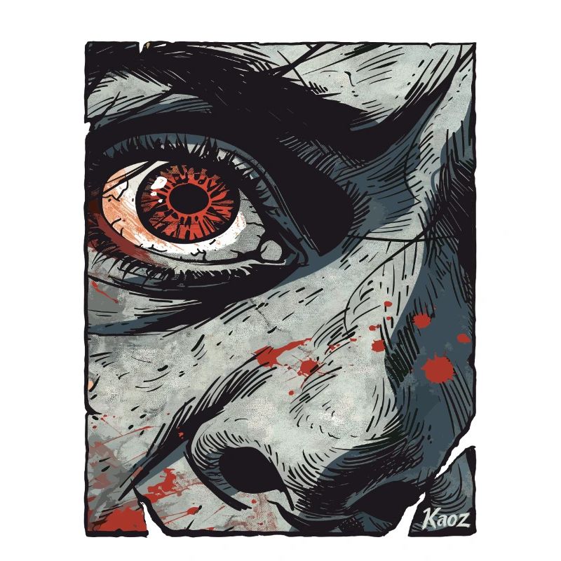 Œil intense dans le style bande dessinée
