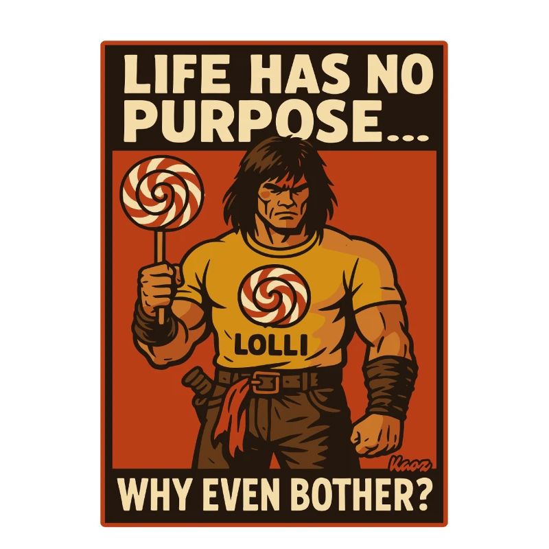 Muscular warrior man with lollipop comic style