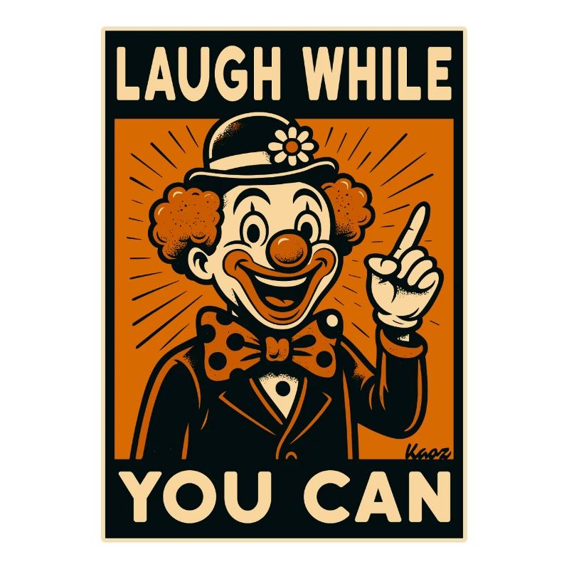 Laughing clown in retro comic style