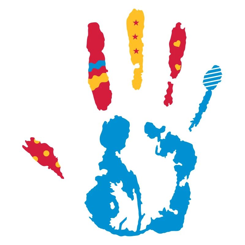 Une empreinte de la main coloré avec diverses