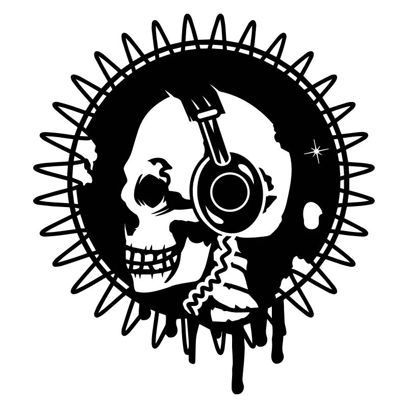 Totenkopf mit Kopfhörer im Profi