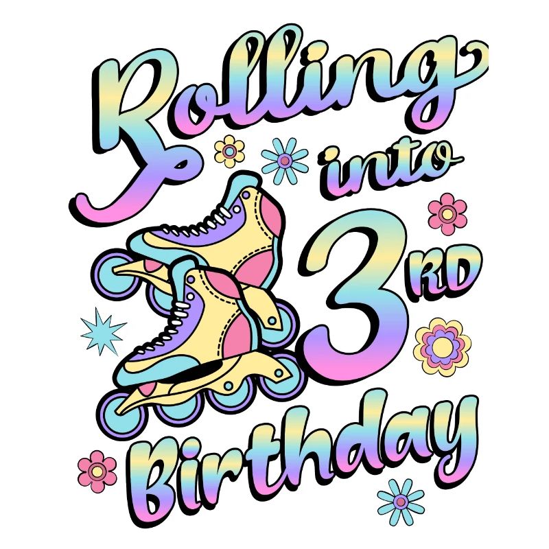 Rolling Into 3rd Birthday Roller Skater Inline