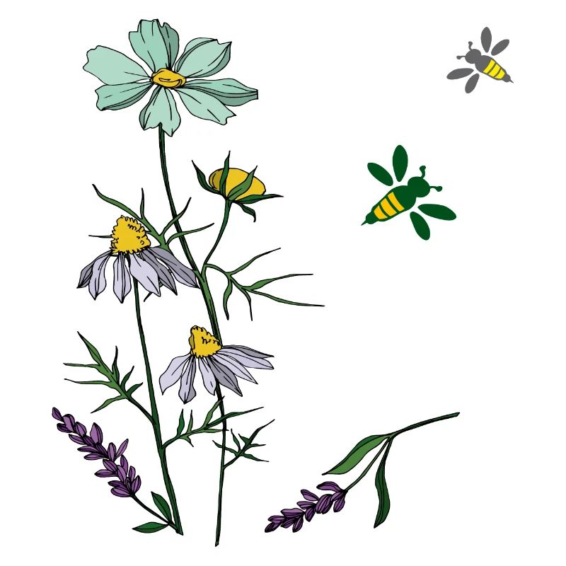 Herbs, chamomile, bees