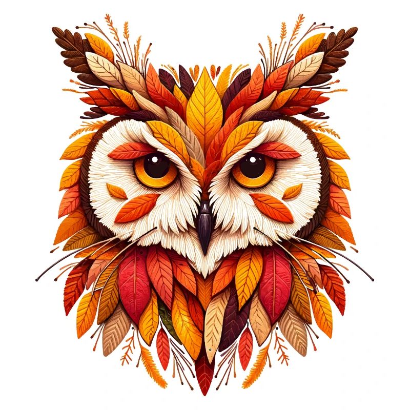 beautiful owl, designed from different leaves
