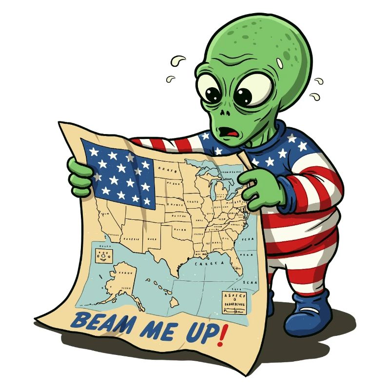 Cute Alien with USA Map