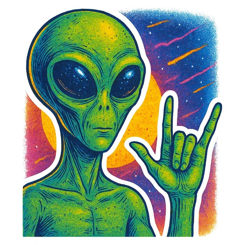 Galactic Alien Rock Hand Illustration