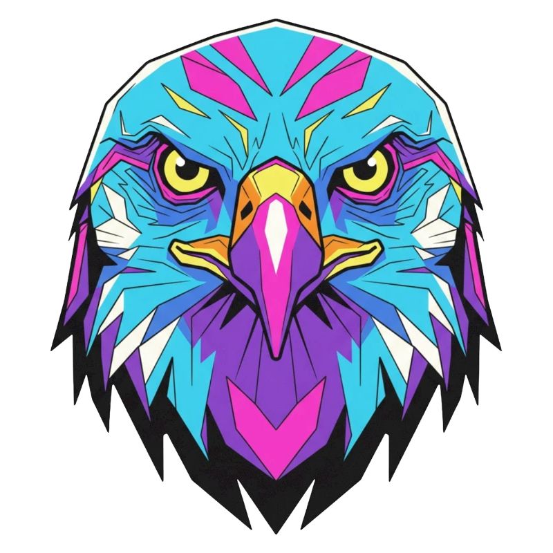 Geometric eagle in neon style