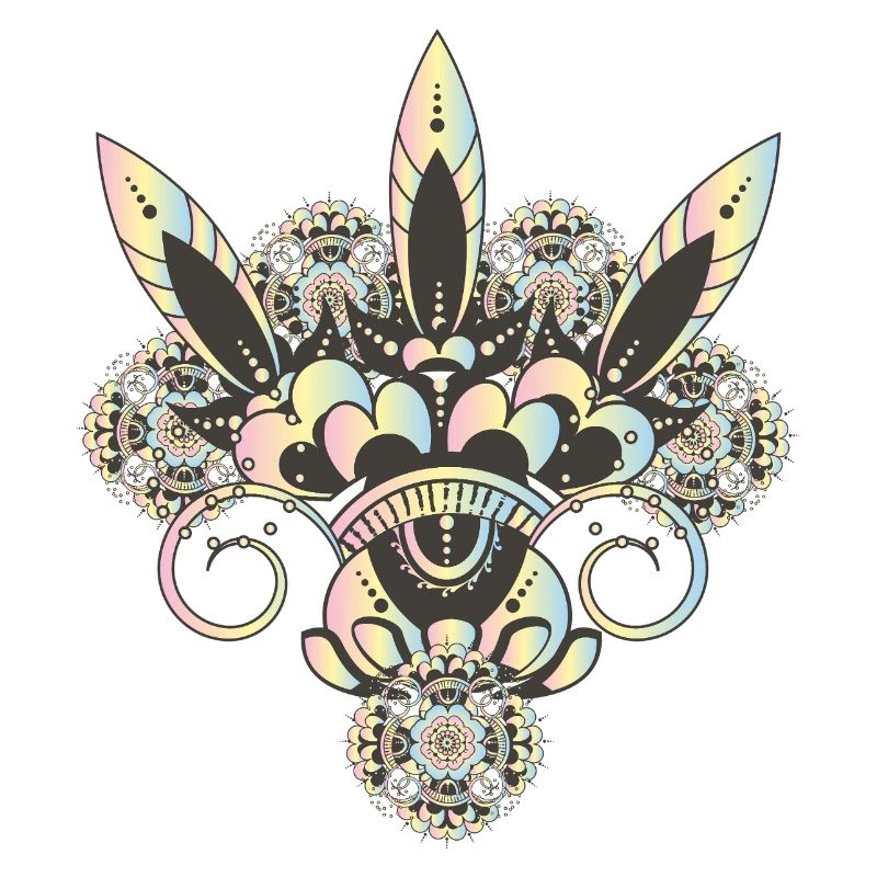 Pastel Mehndi Ornament with Fine Floral Pattern