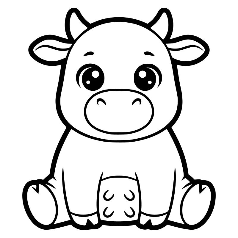 Cute Cow Calf Comic Coloring Vector