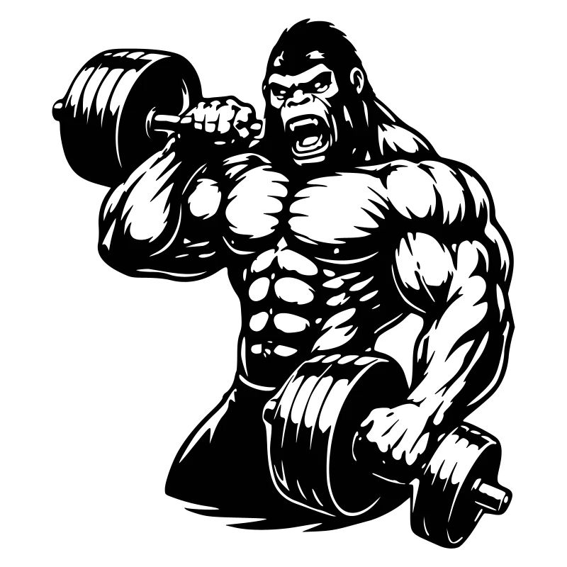 gorille musclé qui fait de la musculation