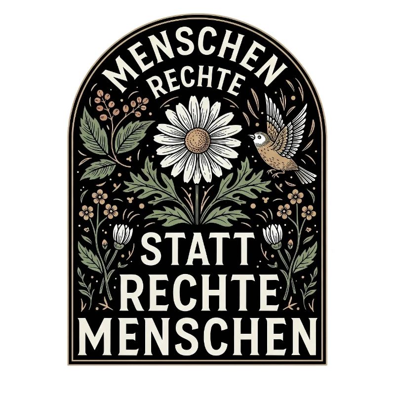 Retro Blumen Design Menschenrechte Spruch