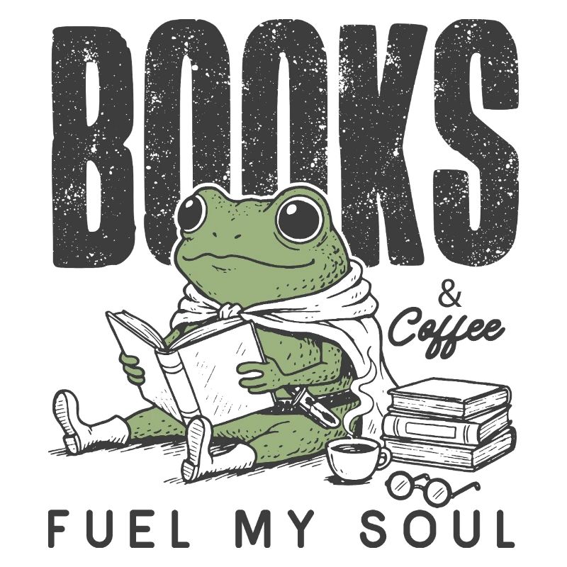 Frosch liest Buch mit Kaffee Bücherwurm Lesen