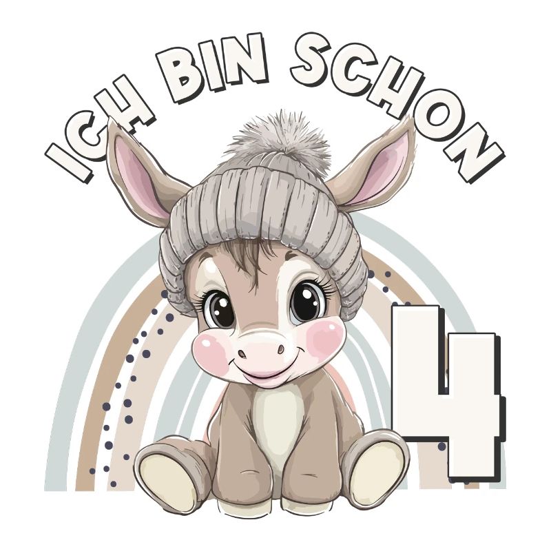 4. Geburtstag Esel Regenbogen Süß Niedlich
