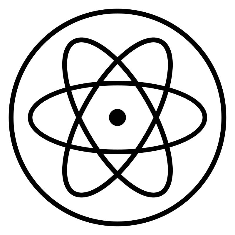 atom symbol researcher science laboratory circle logo