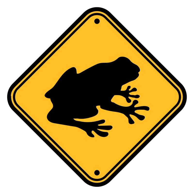 caution frog shield warning warning zon