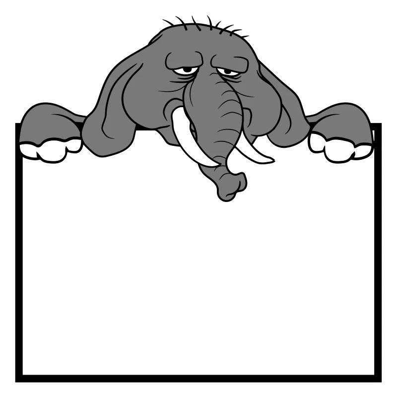 frame shield elephant sad face wall text f