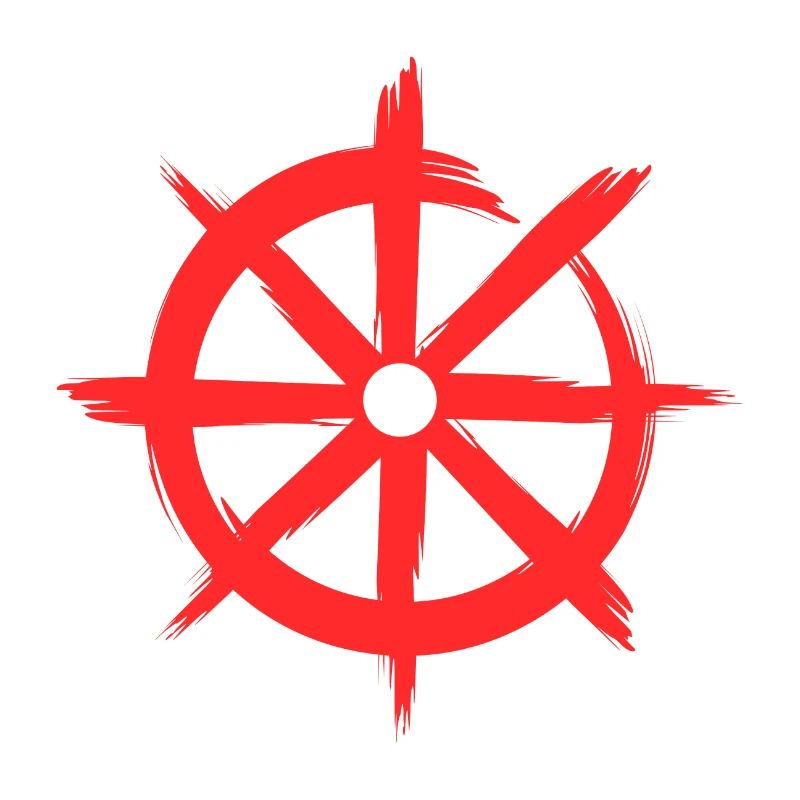 Roue de l'enseignement du bouddhisme dharmachakra rouge