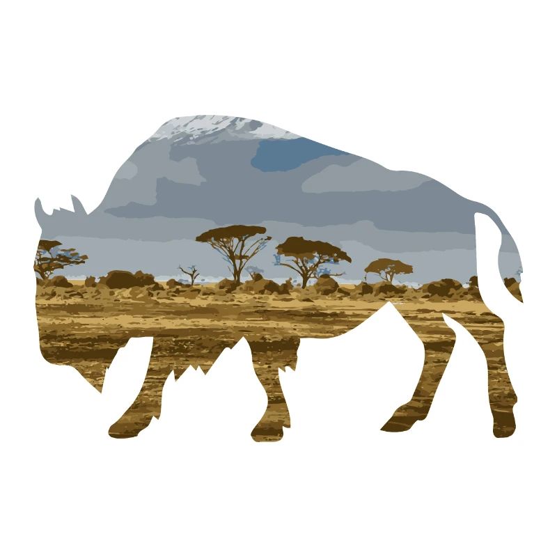 Double exposure animal bison gift idea