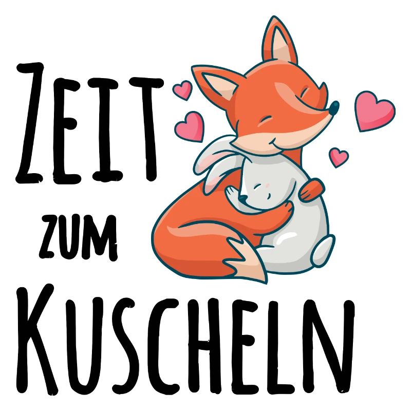 Fuchs und ein Kaninchen die mit einander Kuscheln