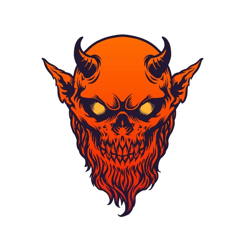 Devil Demon Red with Horn and Beard