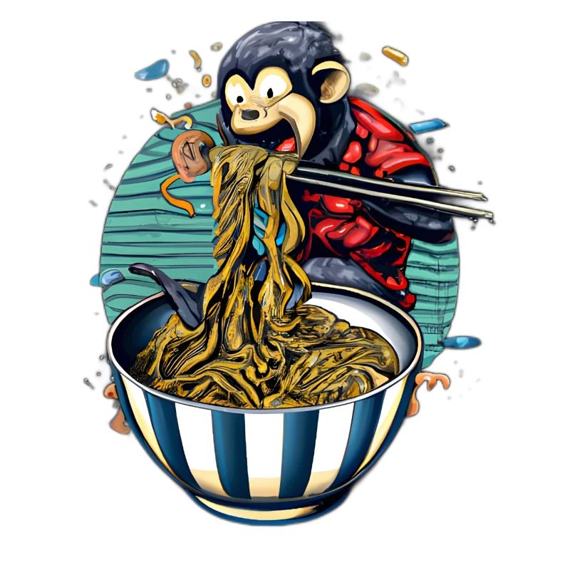 Cute Monkey aime la conception de nouilles ramen