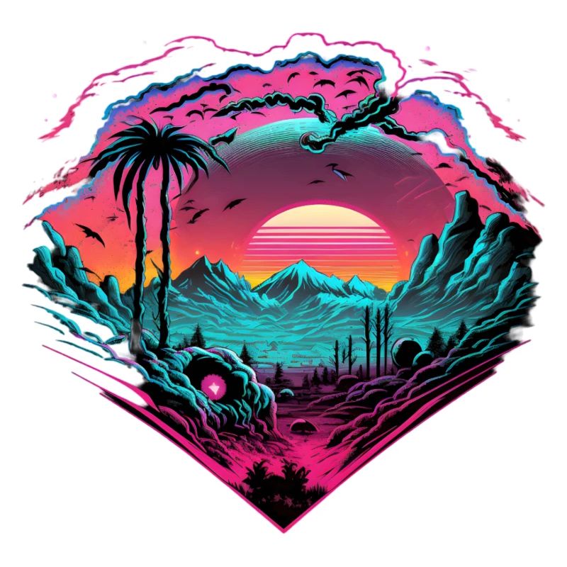 Synthwave Sunset 80s Gift
