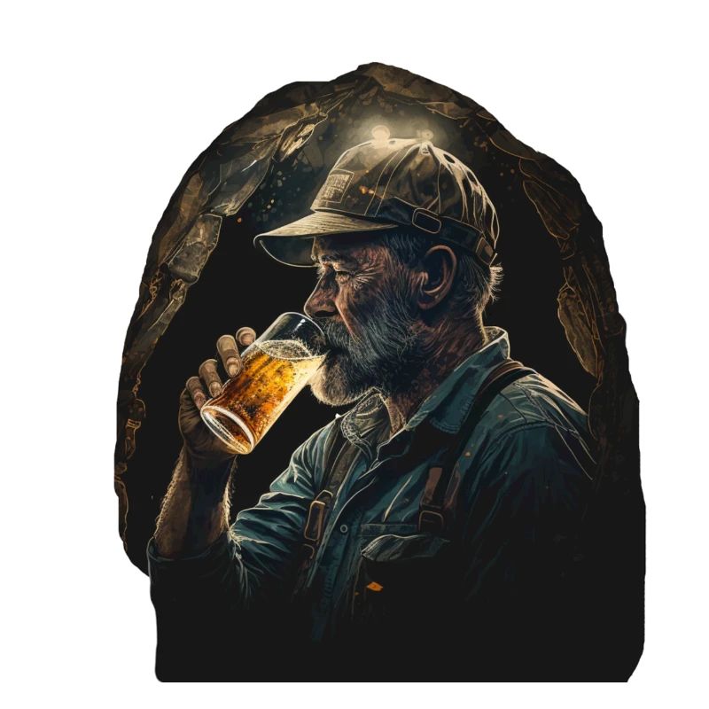 Copain de mineur avec de la bière dans le puits