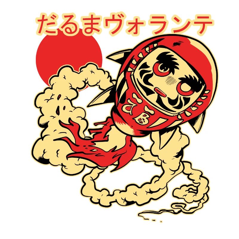 Fliegende Daruma-Puppe