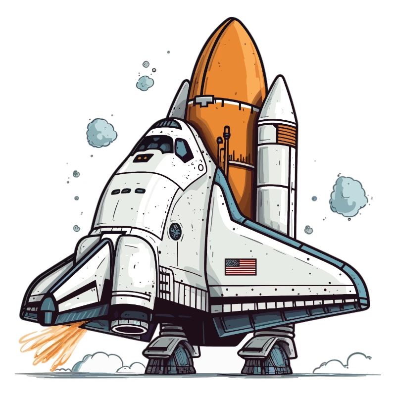 Playful Cartoon Space Shuttle