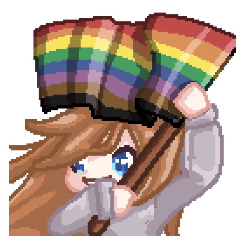 Pillowg1rl Emote mit Prideflagge