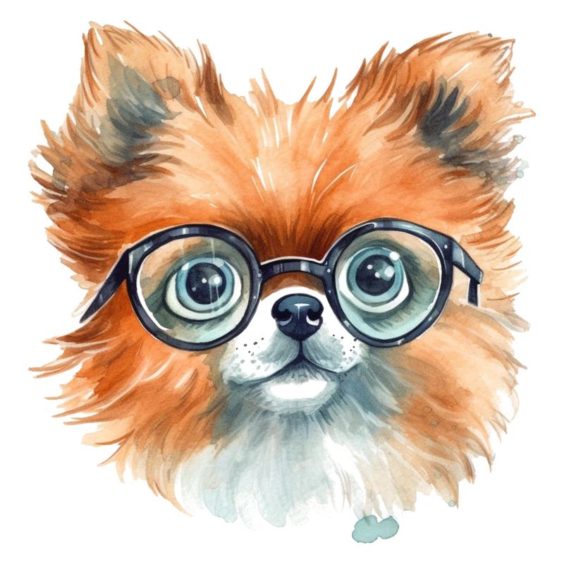 Dessin à l’aquarelle miniature de Spitz