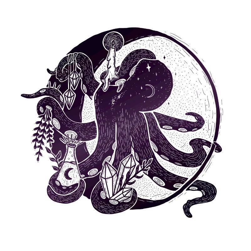 Witchy Octopus Illustration