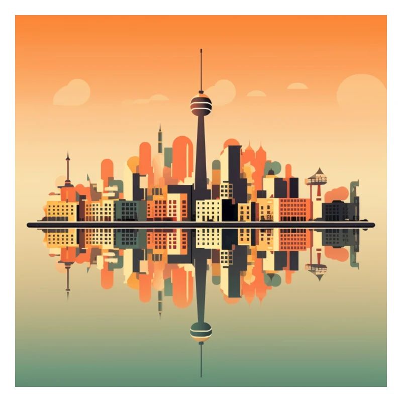 Dusseldorf Skyline Sunset