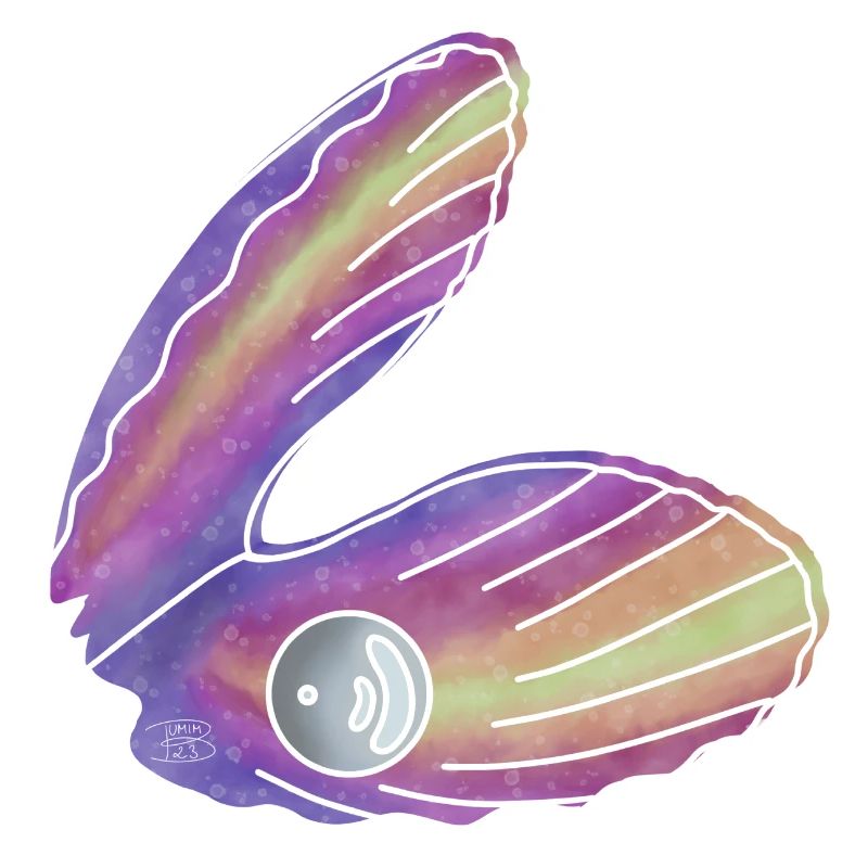 « Shell with Pearl », Boho Line Art Design, Shells