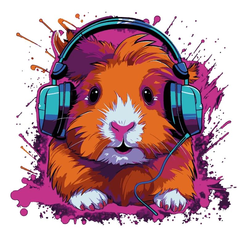 DJ cochon d’Inde avec écouteurs