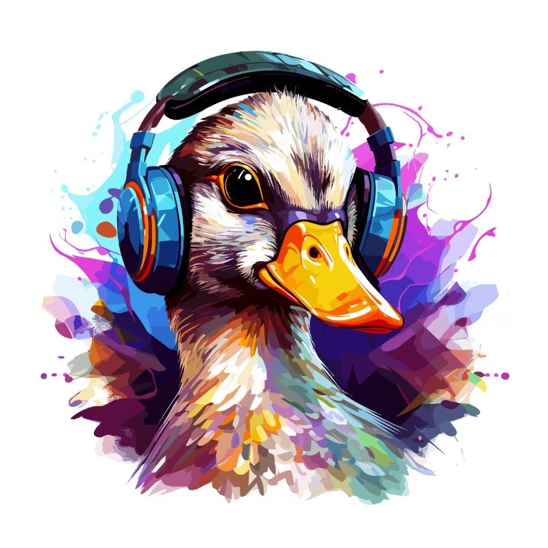 Funky Ente mit Kopfhörer Graffiti-Style