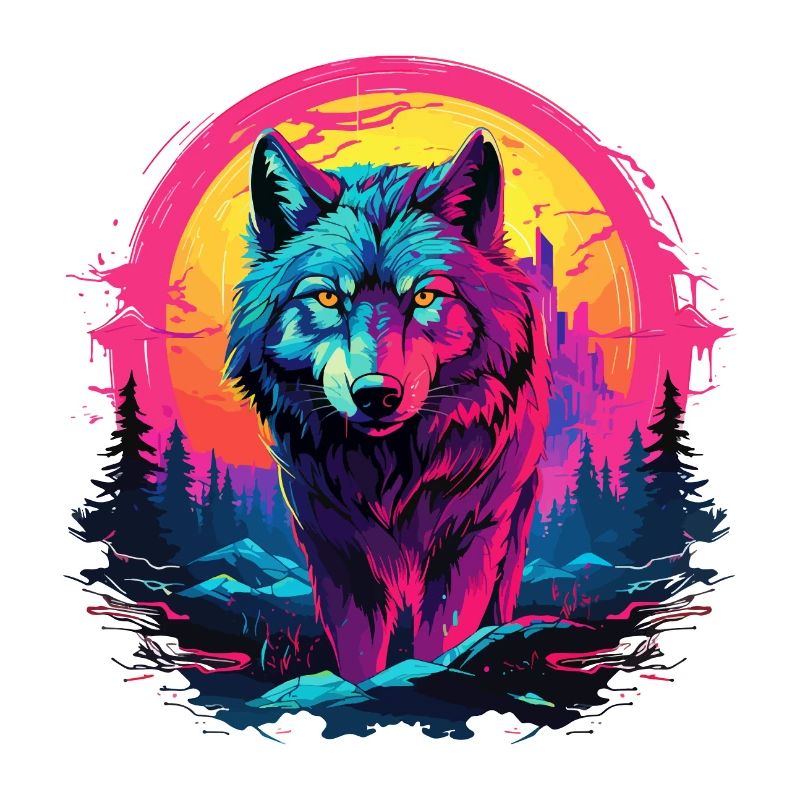 Wolf Wolf Head Wolves Wolf Pack Nature Neon Colorful