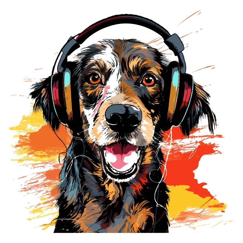 Witziger Hund mit Kopfhörer Hunde Design