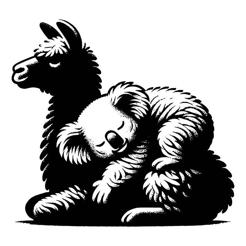 Cute koala on a sleeping llama