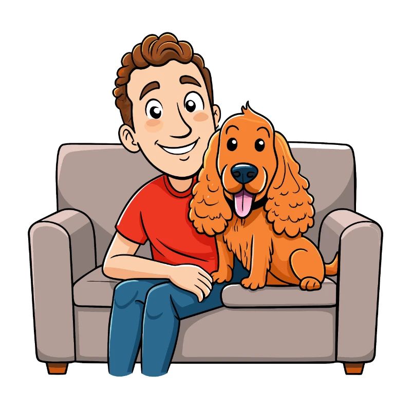 Loving Cocker Spaniel Cuddling on Couch