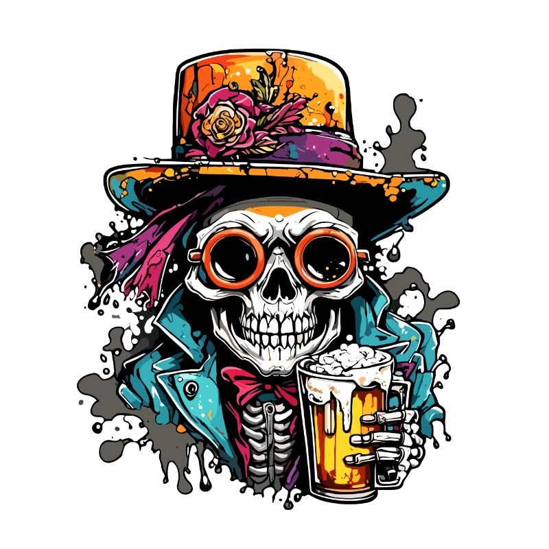 Skull / Skull / Skeleton / Gothic / Beer