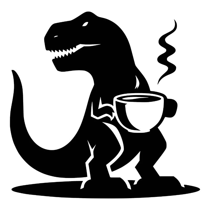 T-Rex with Coffee Cup Evil Caffeine Dinosaur