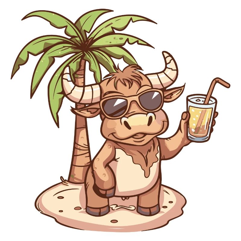 Stier Sommer Strand Comic