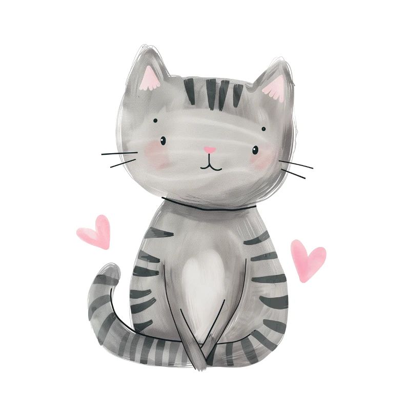 chat mignon, cadeau chat gris, dessin de chat