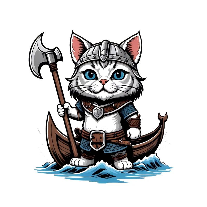 Cat Wikinger Viking Katze Geschenk Süß