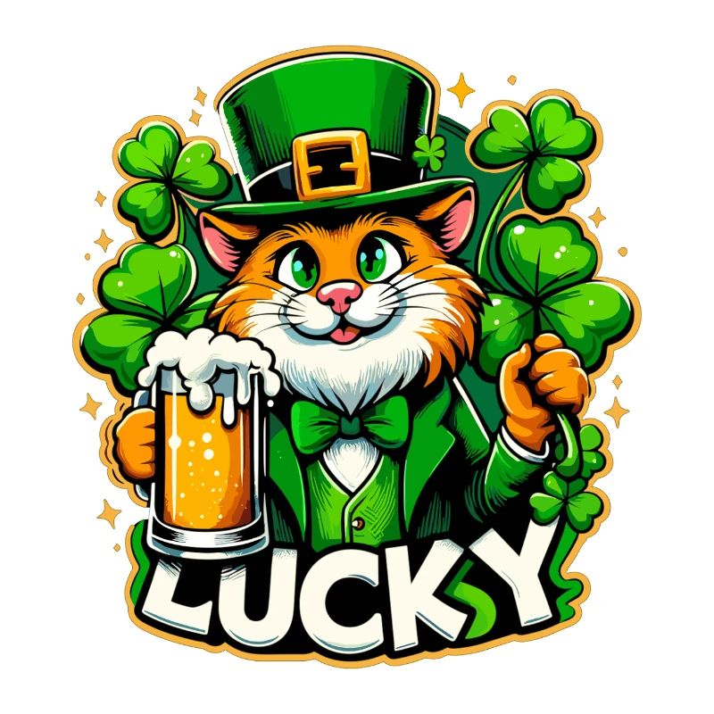 St. Patrick’s Day Leprechaun Katze Glücklich